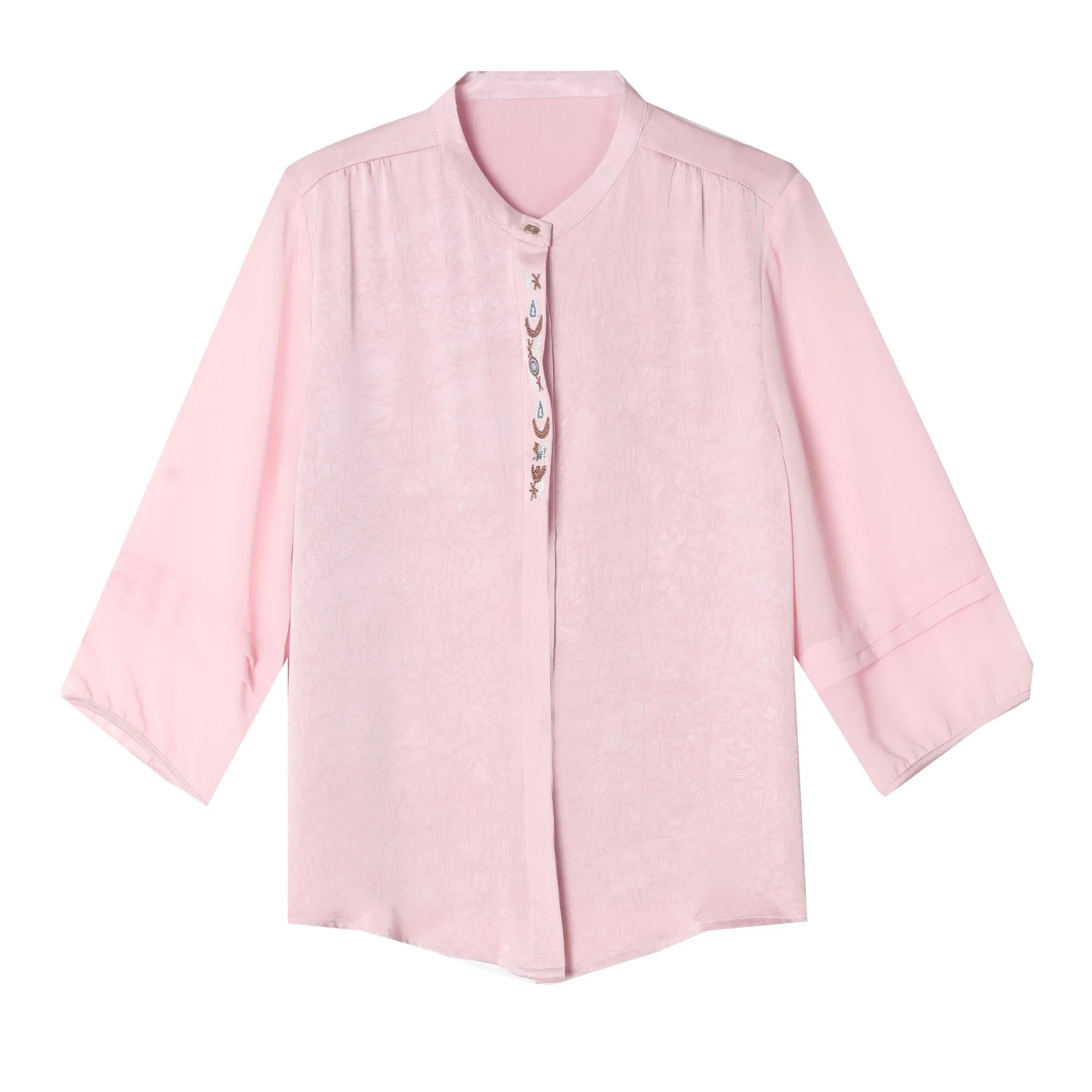 Luxurious Silk Blouse Featuring Slinky Design and Broderie
