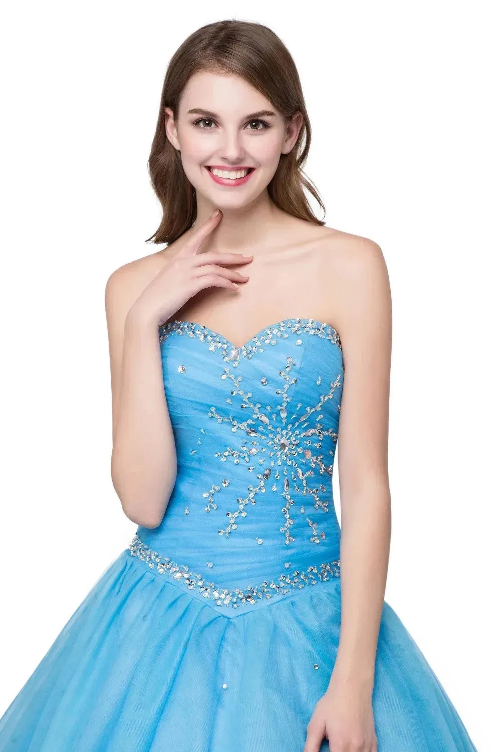 Luxury Sweet 16 Ball Gowns Quinceanera Dresses Sweetheart Crystal Vestidos De Debutante Curto Formal Party Gown