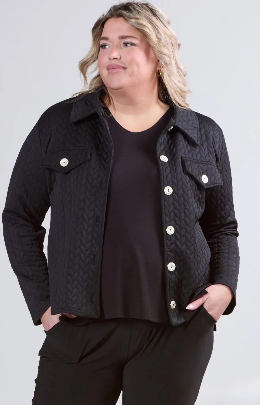 Magna Button Jacket in Black