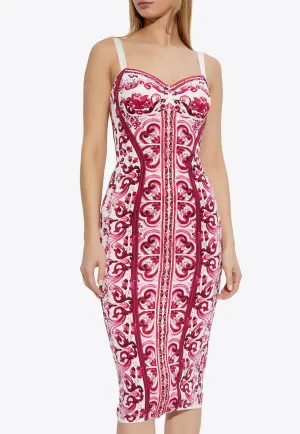 Majolica Print Midi Pencil Dress