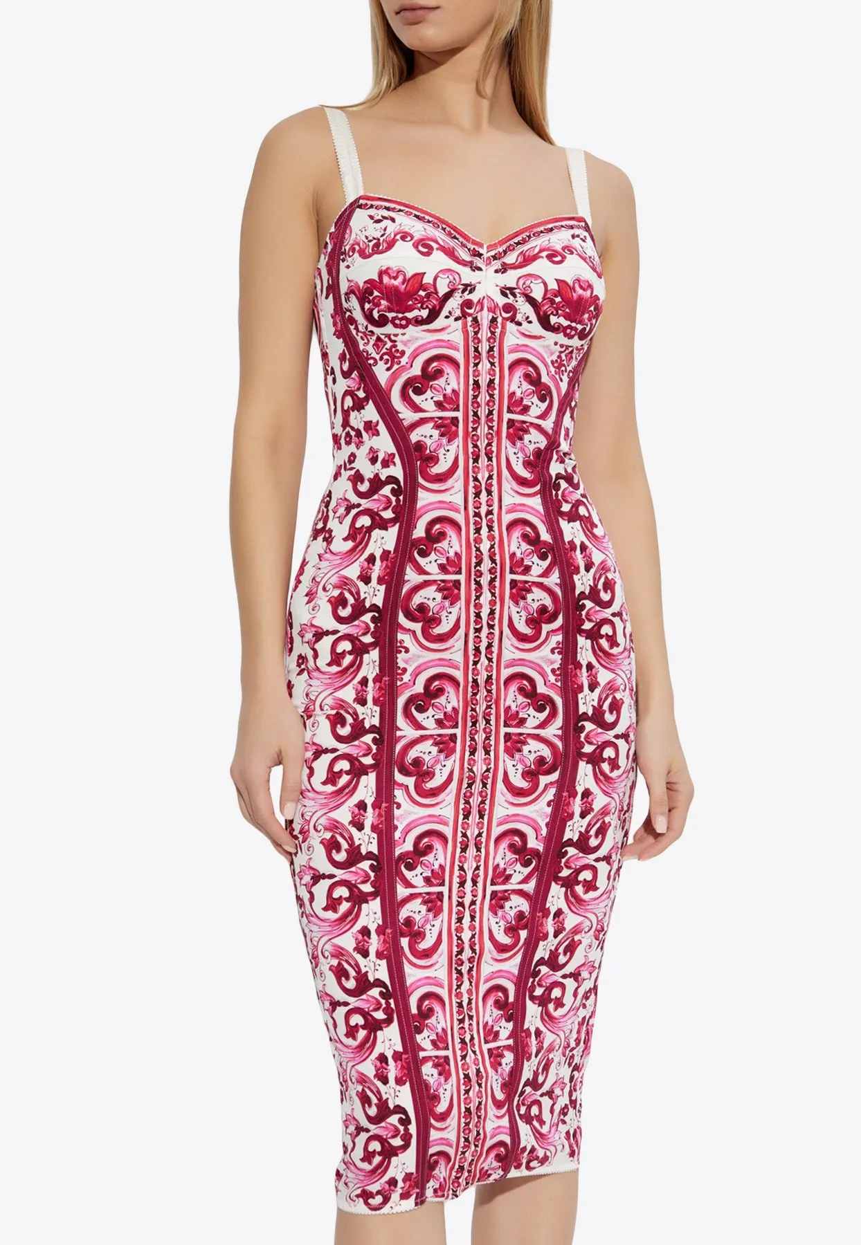 Majolica Print Midi Pencil Dress