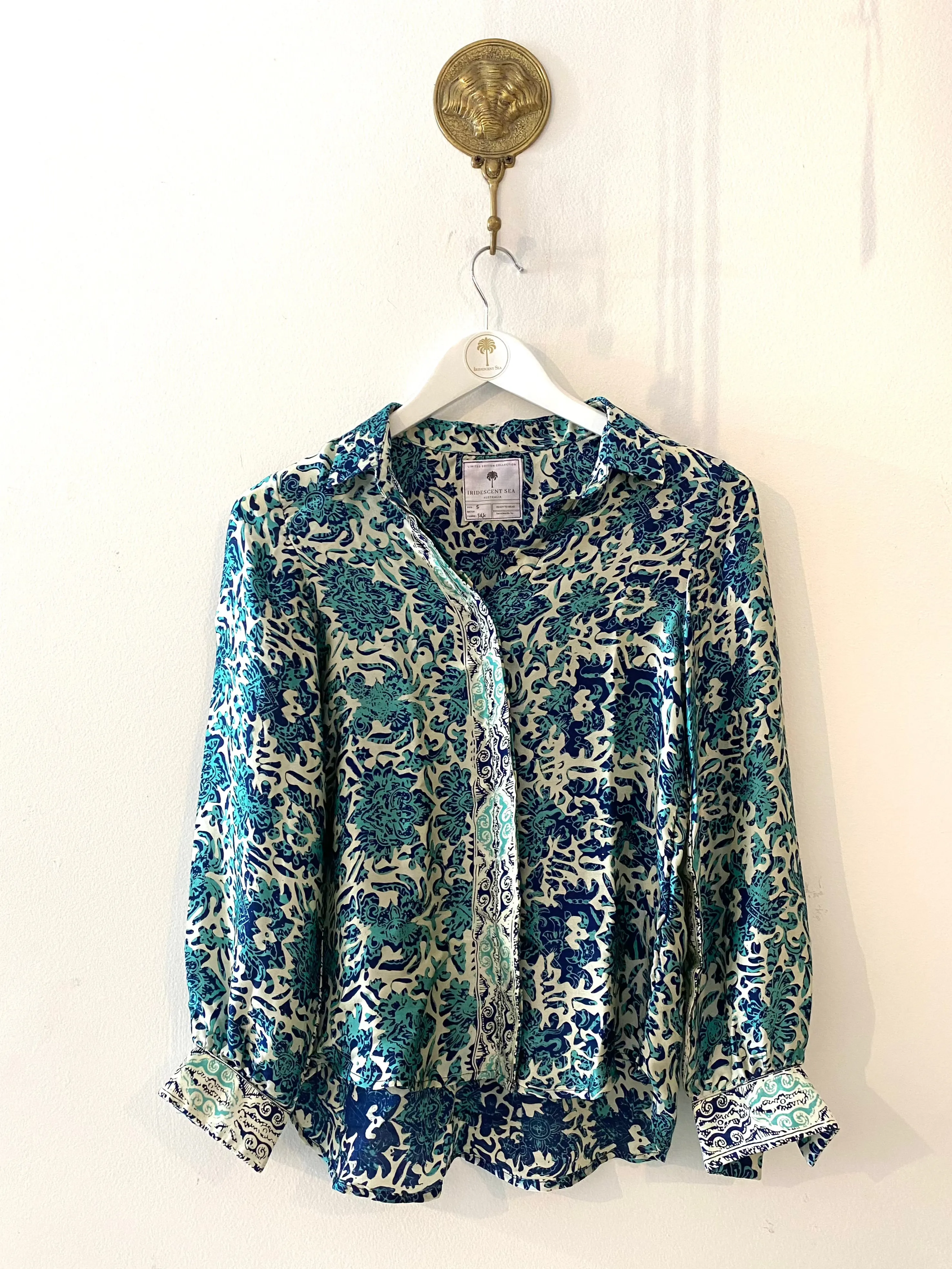 Marseille Silk Blouse in Aquamarine