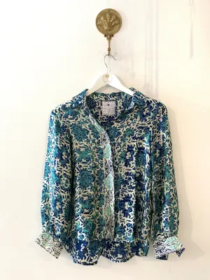 Marseille Silk Blouse in Aquamarine