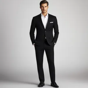 Men's Black Two-Piece Suit – Classic Formal Wear for All Occasions