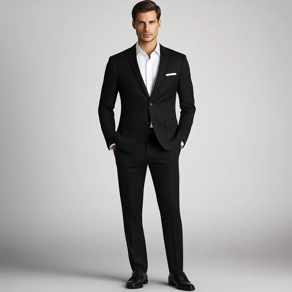 Men's Black Two-Piece Suit – Classic Formal Wear for All Occasions