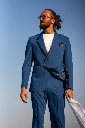 Men's Blue Mono Collar Slim Fit Suit