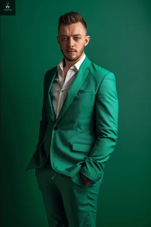 Men's Custom Green Two-Piece Suit | Bespoke Wedding Suit for Men