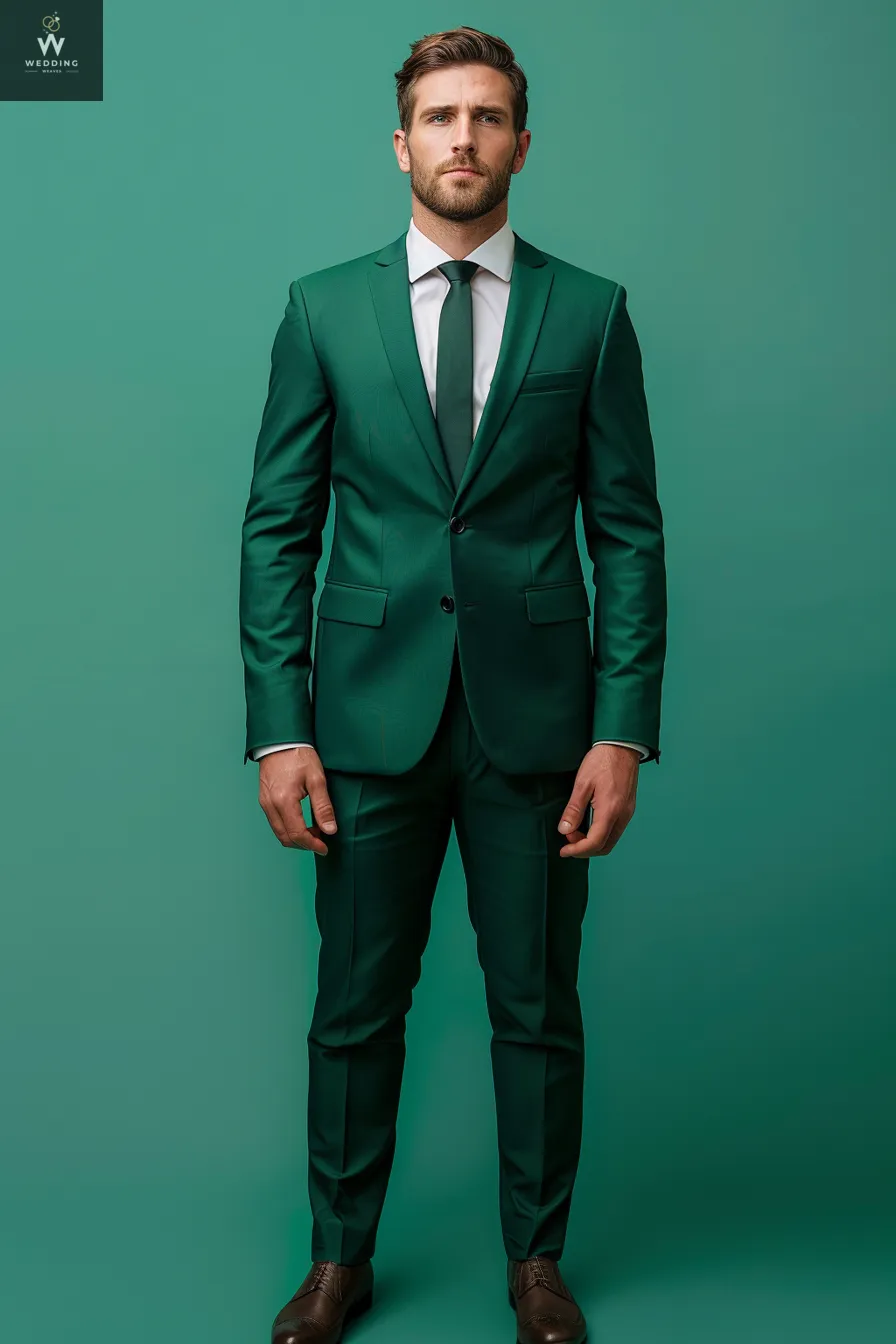 Men's Custom Green Two-Piece Suit – Bespoke Wedding Suits, Tailored Formalwear
