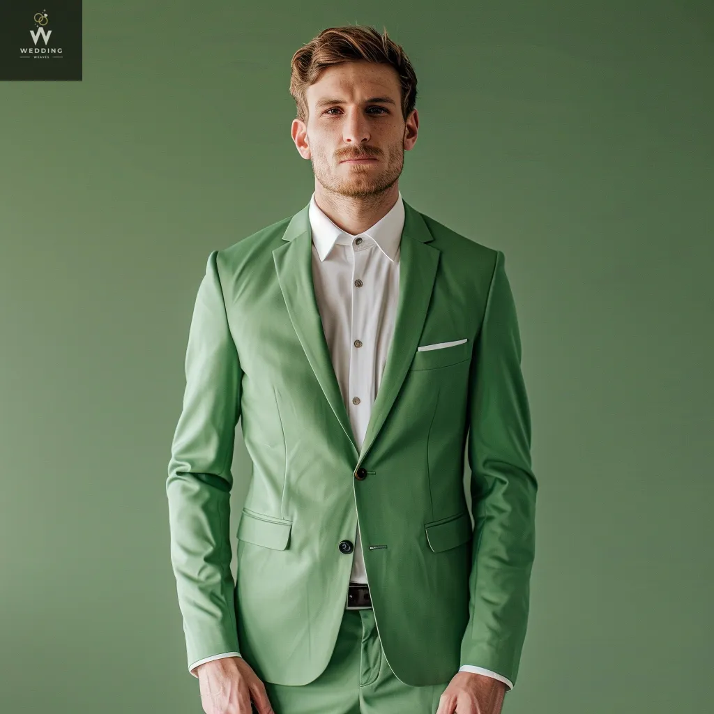 Men's Green Two-Piece Suit – Custom Made, Bespoke Wedding Suits, Tailored Formalwear for Men