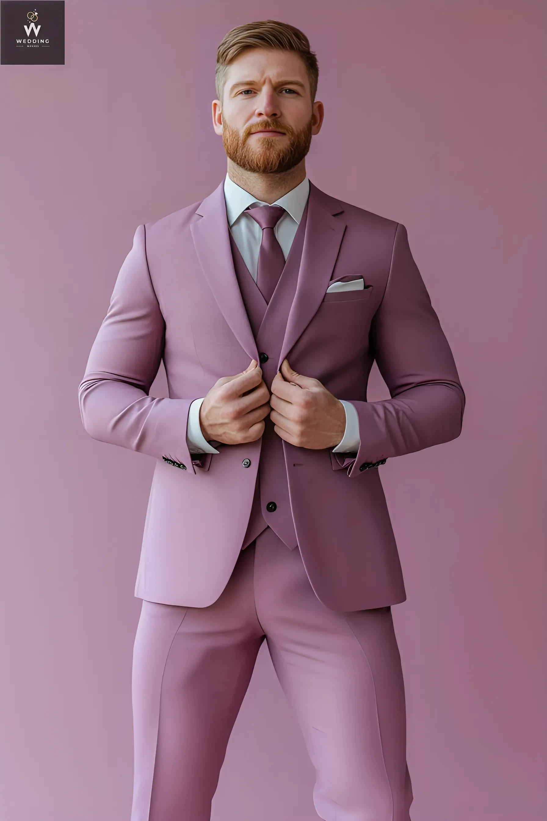 Men's Mauve  3-Piece Wedding Suit - Custom & Bespoke Tailored Attire