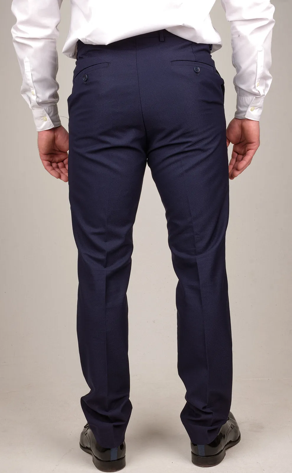 Mens Navy Blue 3 Piece Suit with Contrasting Grey Waistcoat | Wedding Suit | Office Wear