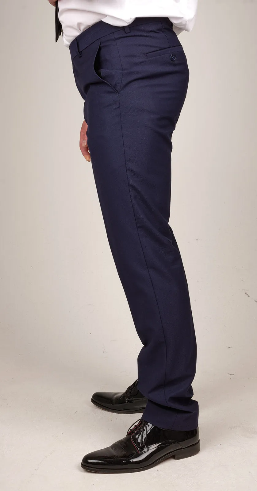 Mens Navy Blue 3 Piece Suit with Contrasting Grey Waistcoat | Wedding Suit | Office Wear