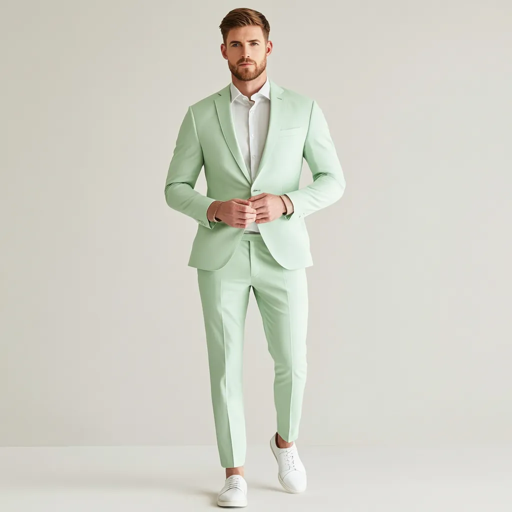 Men's Pistachio Green 2-Piece Suit - Elegant Formal Wear