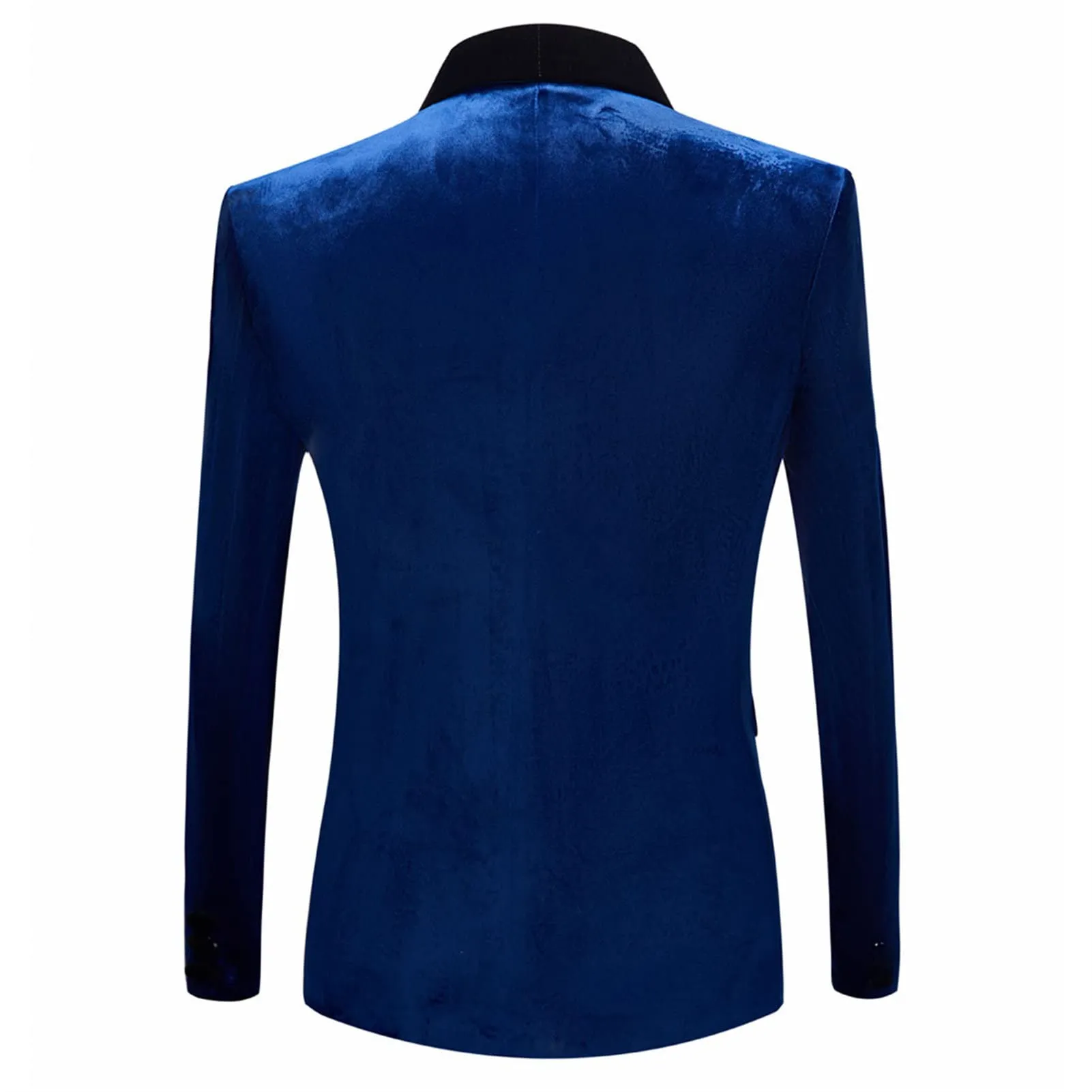 Men's Premium Velvet Blazer Jacket Slim Fit Solid Shawl Lapel Tuxedo Suit One Button Dinner Party Prom Sport Coat (Blue,X-Small)