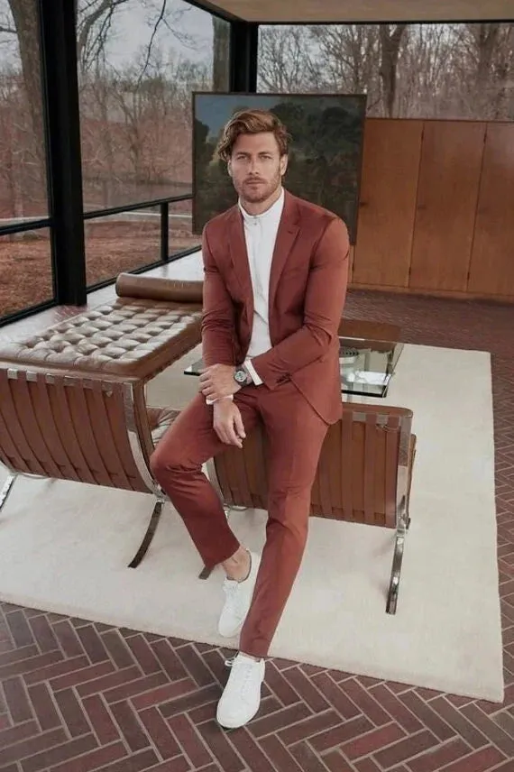 Men's Rust Two-Piece Suit | Perfect for Weddings & Engagements