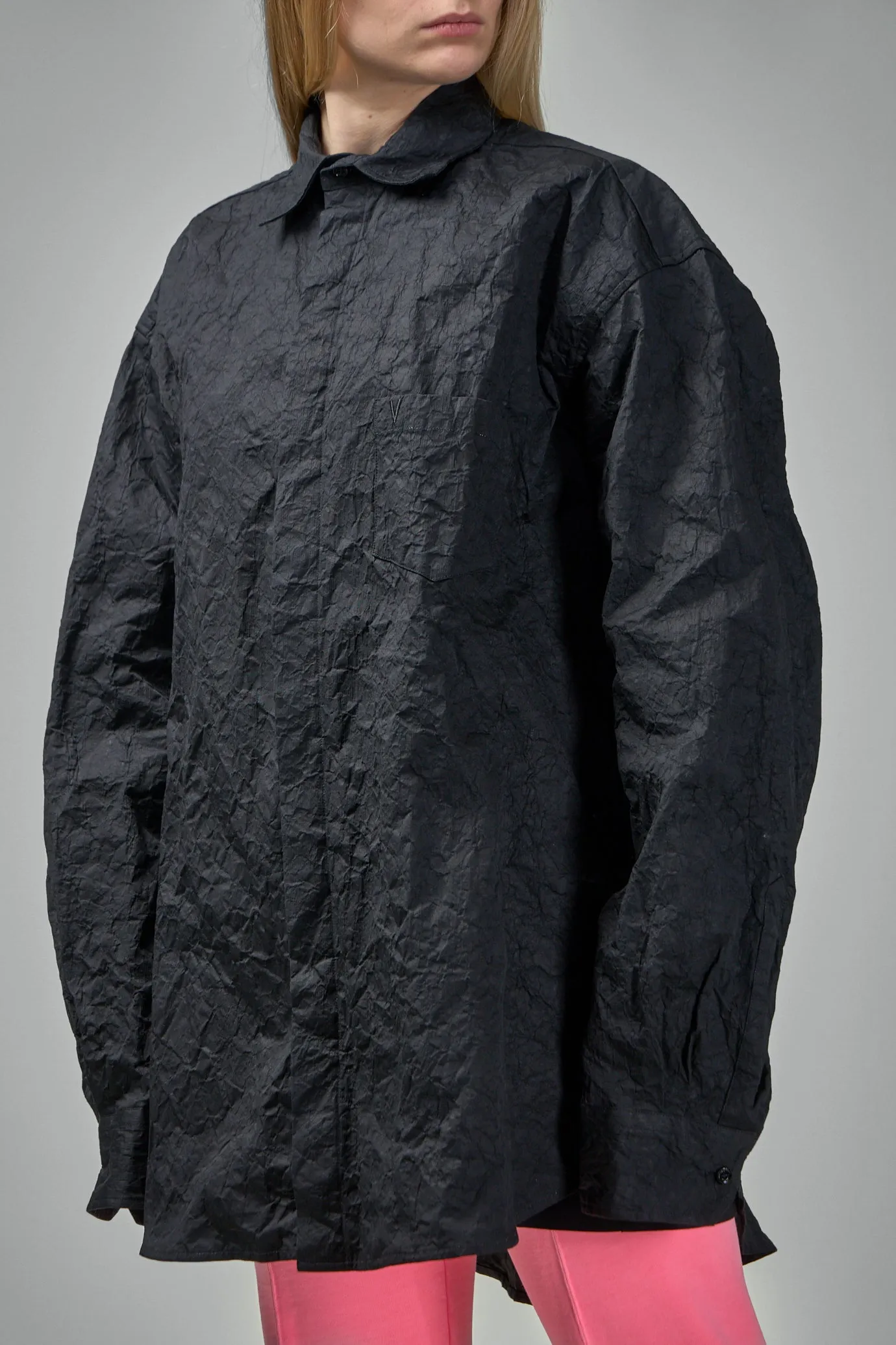 Metalized Wrinkled Allover Shirt
