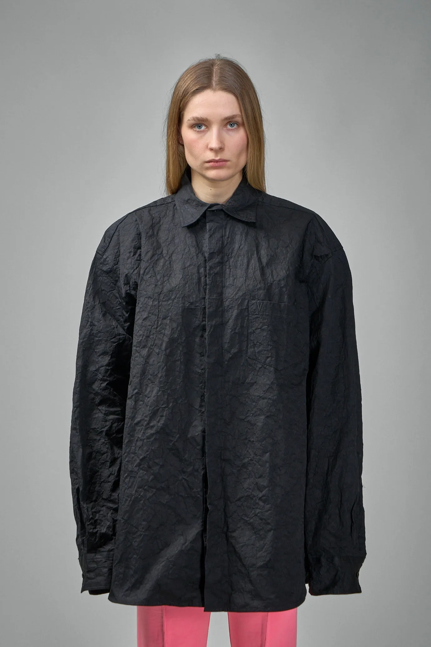 Metalized Wrinkled Allover Shirt