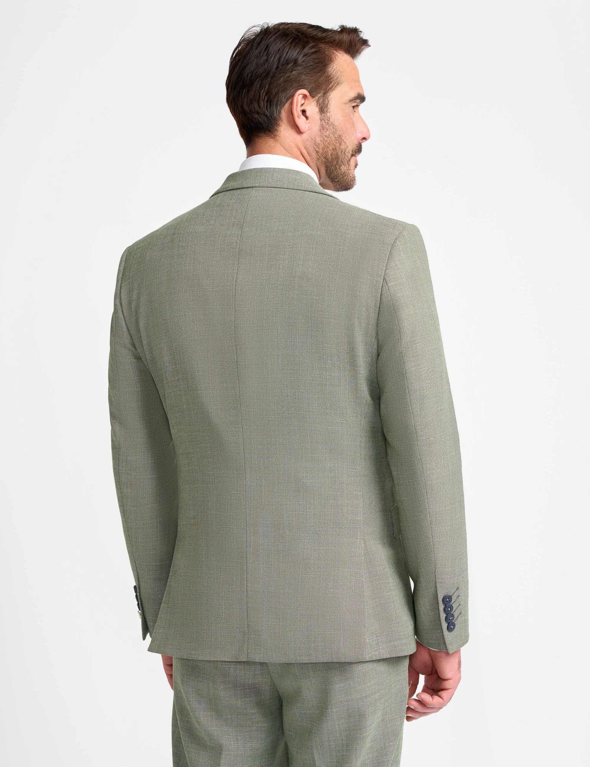 MIAMI – TAILORED FIT LINEN BLEND SAGE GREEN 3 PIECE SUIT