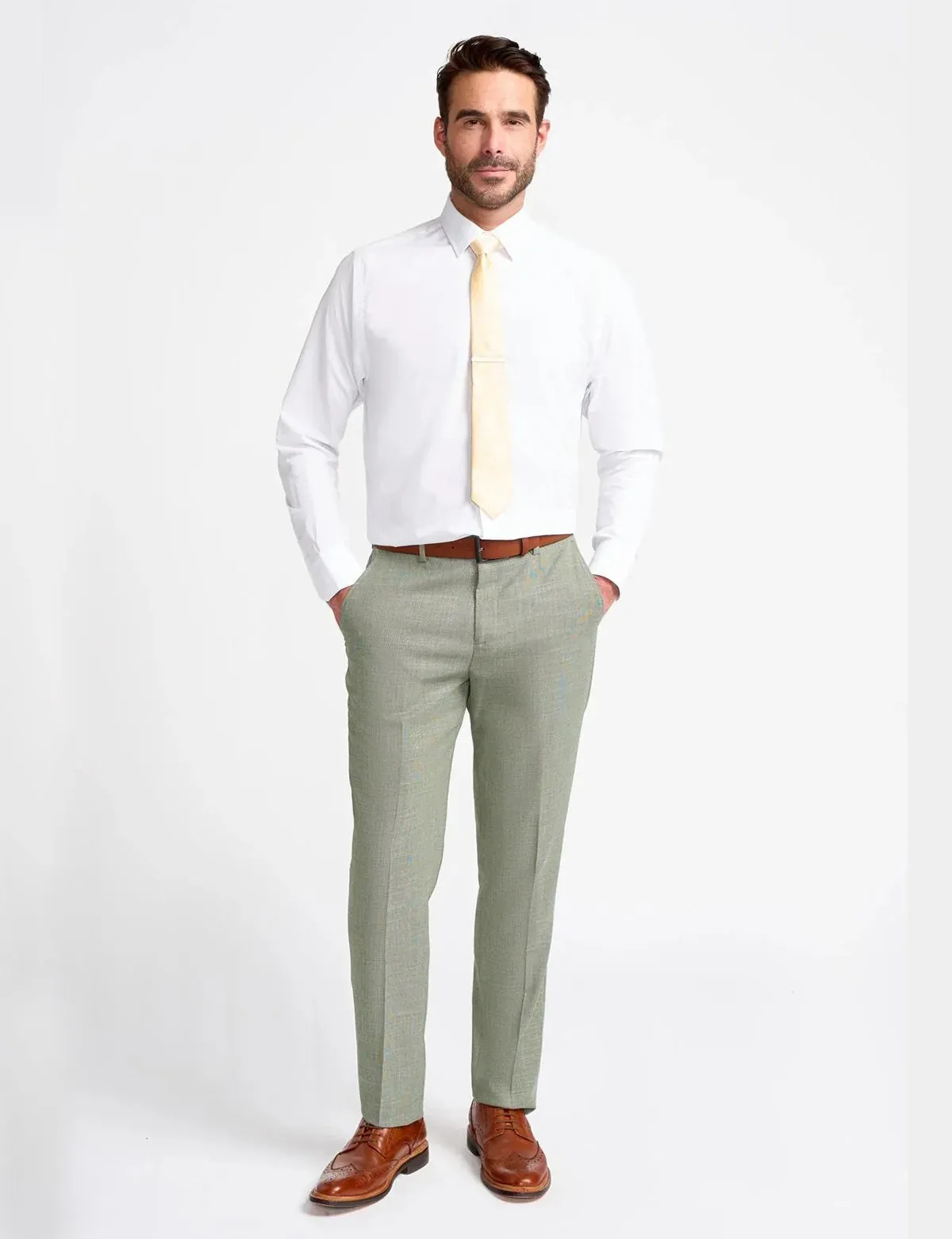 MIAMI – TAILORED FIT LINEN BLEND SAGE GREEN 3 PIECE SUIT