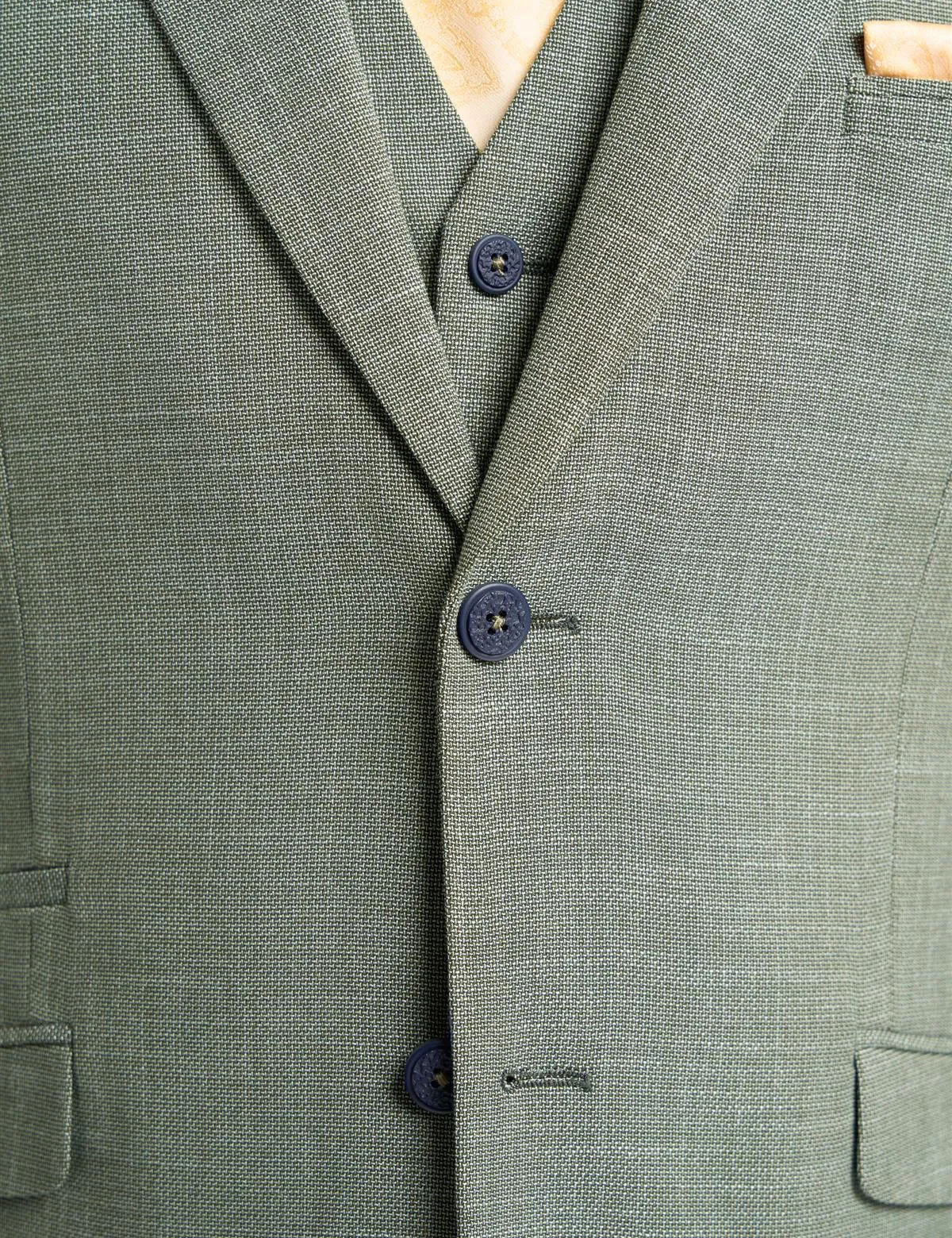 MIAMI – TAILORED FIT LINEN BLEND SAGE GREEN 3 PIECE SUIT