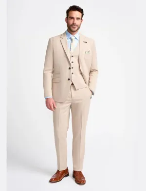 MIAMI – TAILORED FIT LINEN BLEND STONE 3 PIECE SUIT