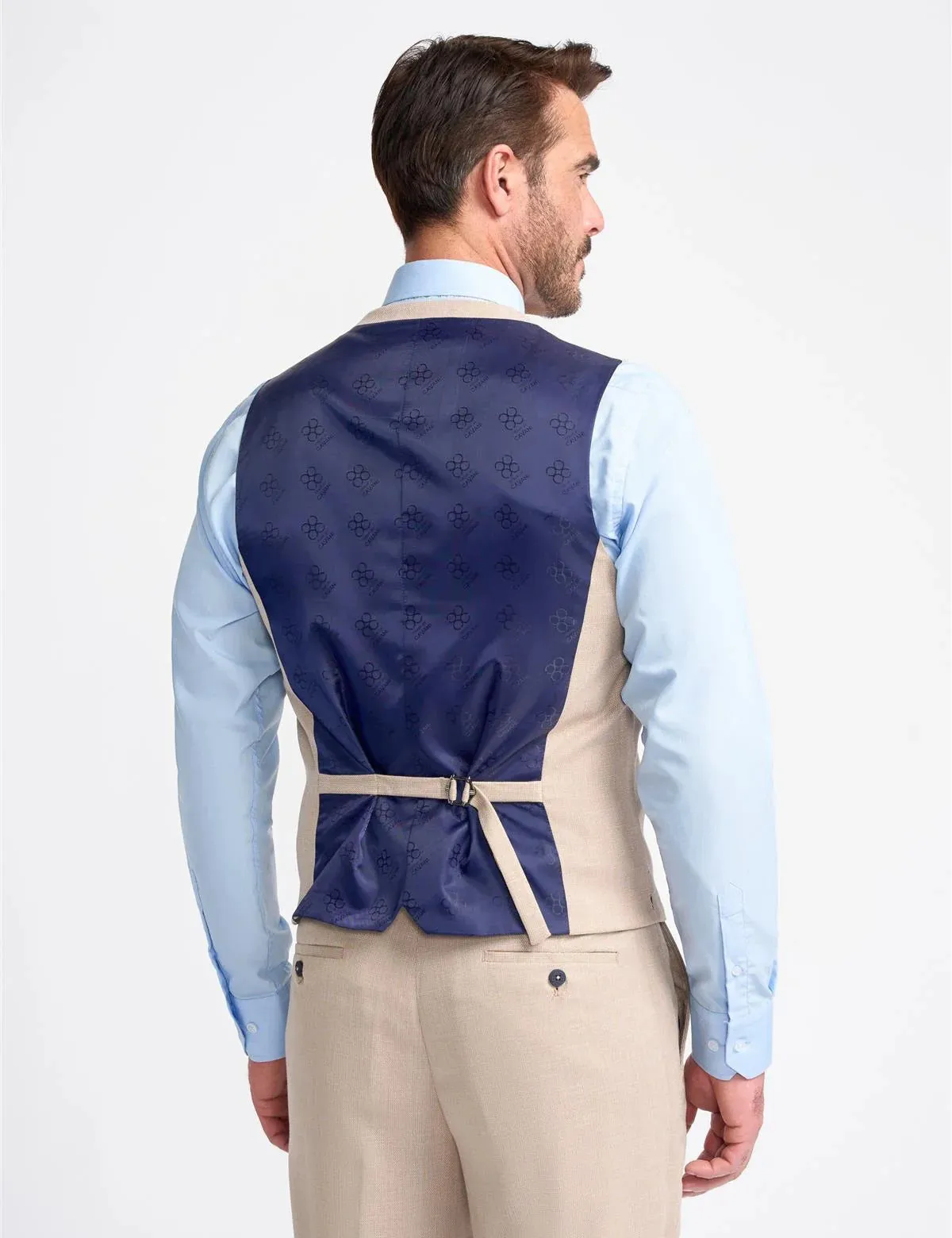 MIAMI – TAILORED FIT LINEN BLEND STONE 3 PIECE SUIT