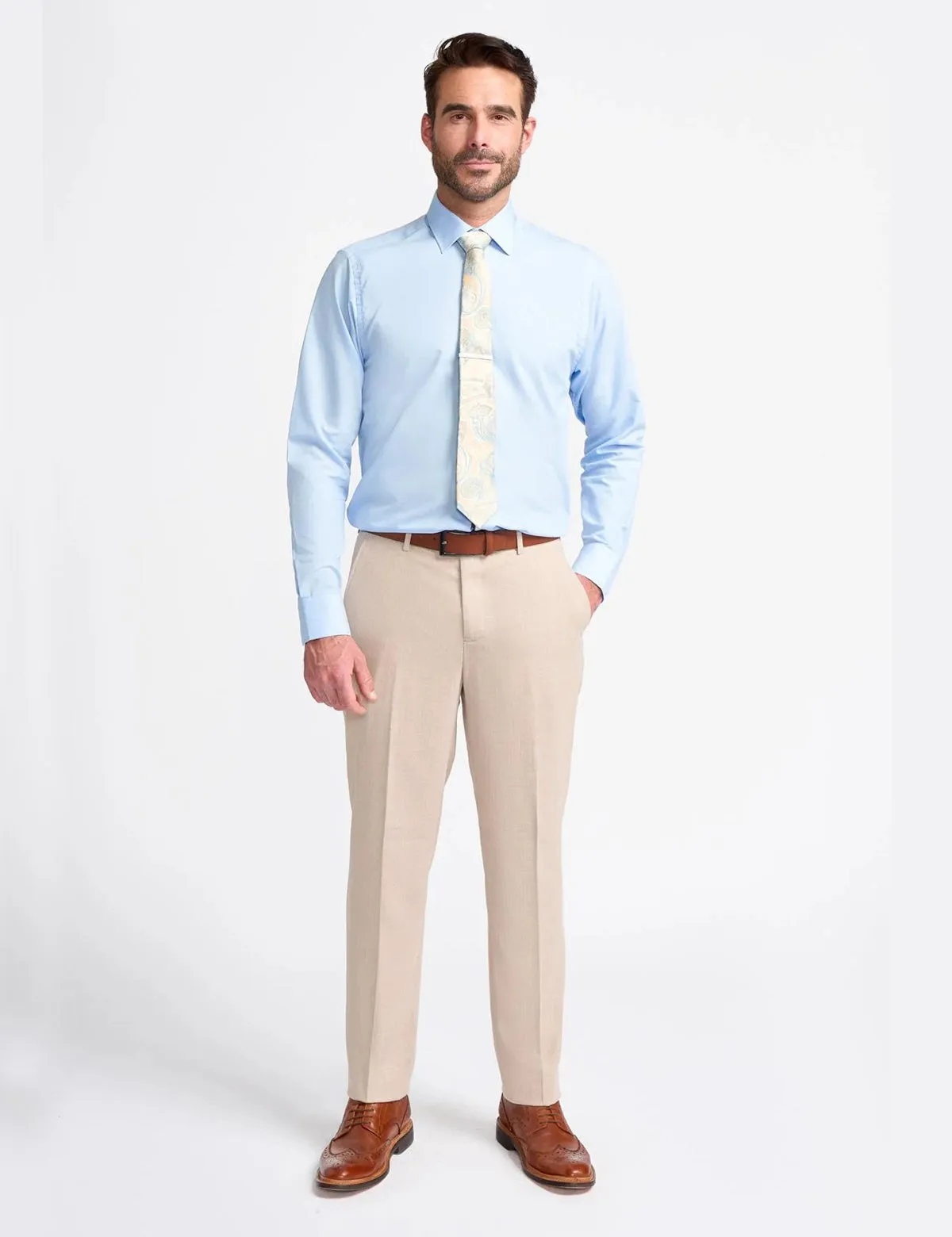 MIAMI – TAILORED FIT LINEN BLEND STONE 3 PIECE SUIT