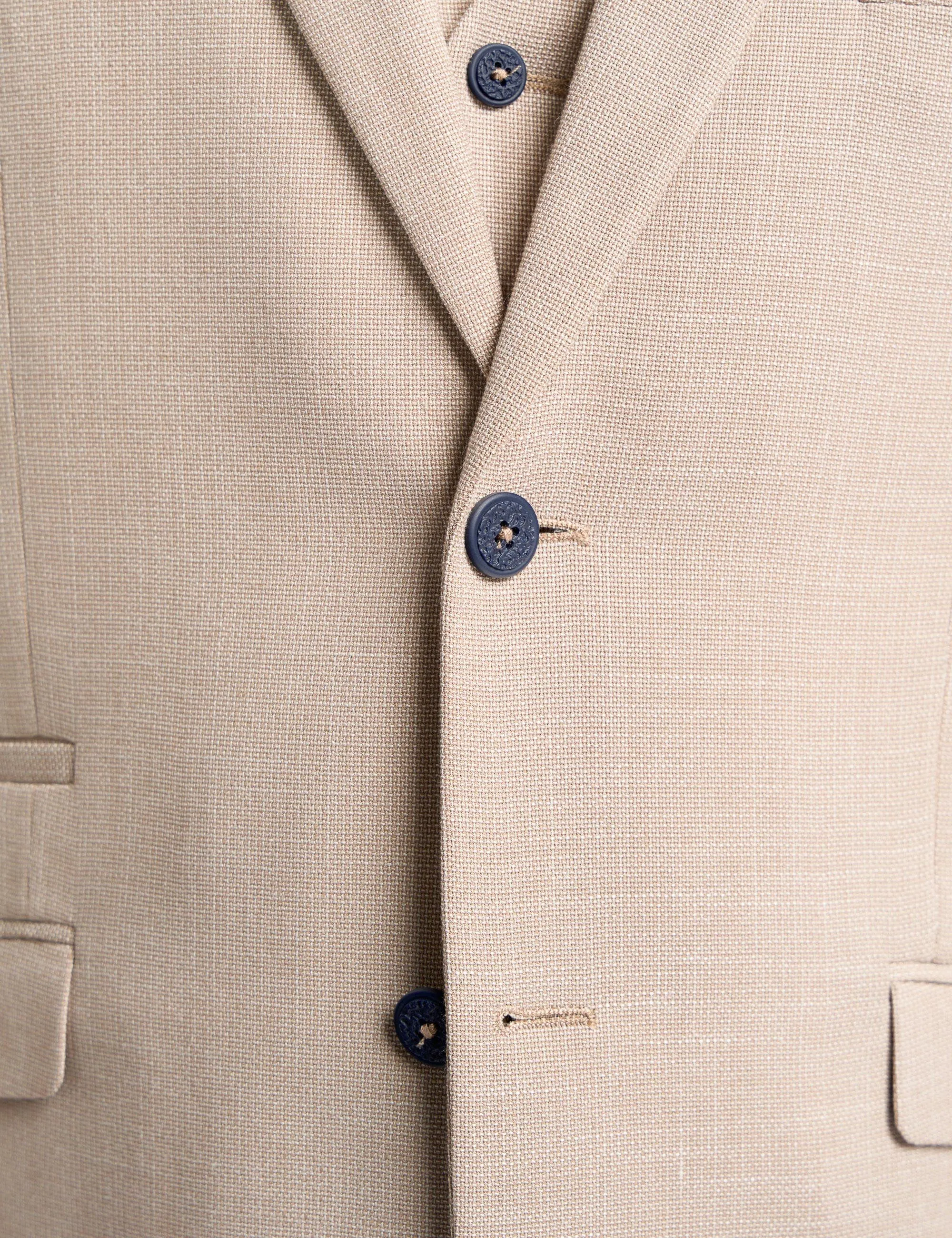 MIAMI – TAILORED FIT LINEN BLEND STONE 3 PIECE SUIT