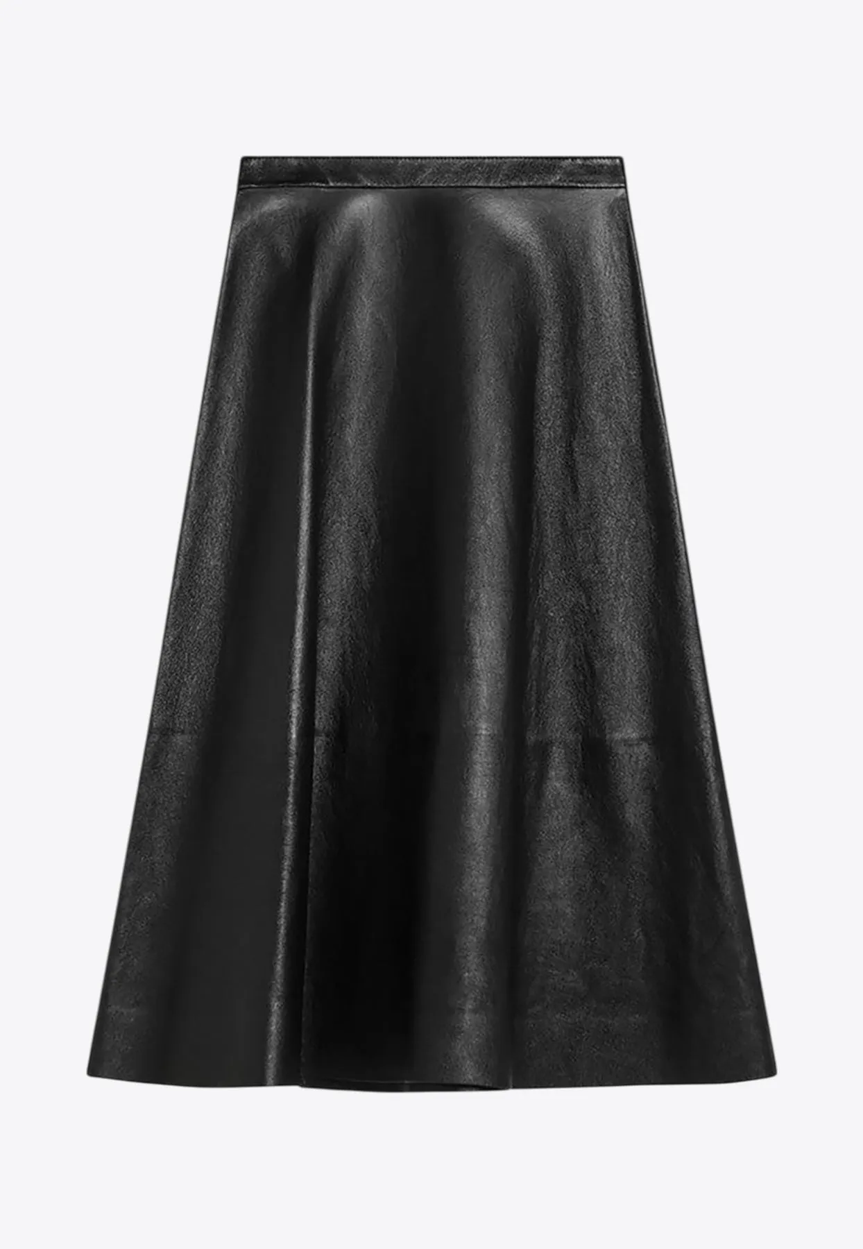 Midi Flared Leather Skirt