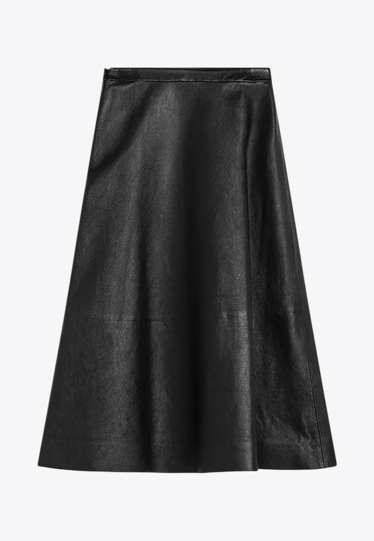 Midi Flared Leather Skirt