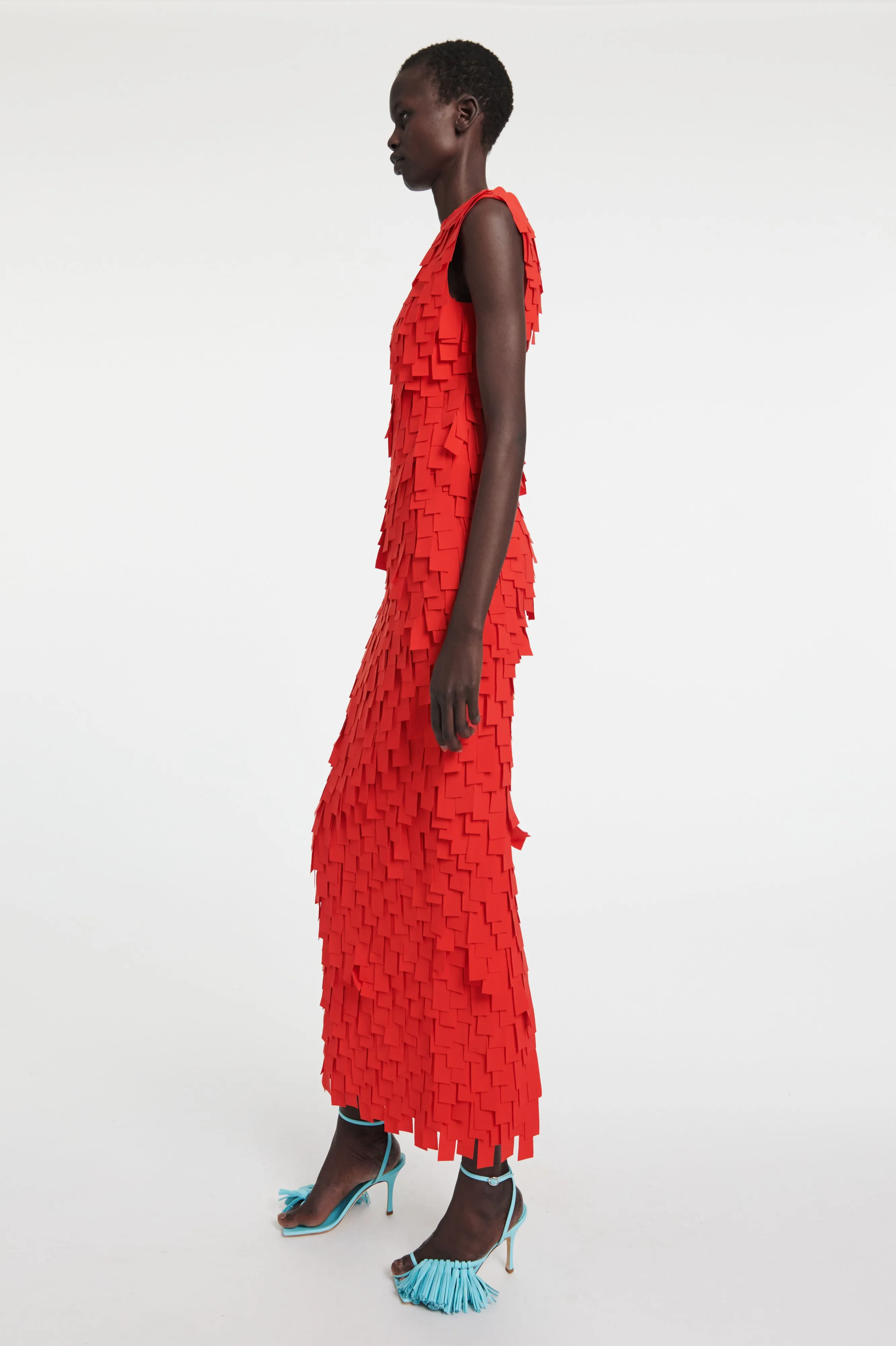 Multi Rectangle Skirt Red