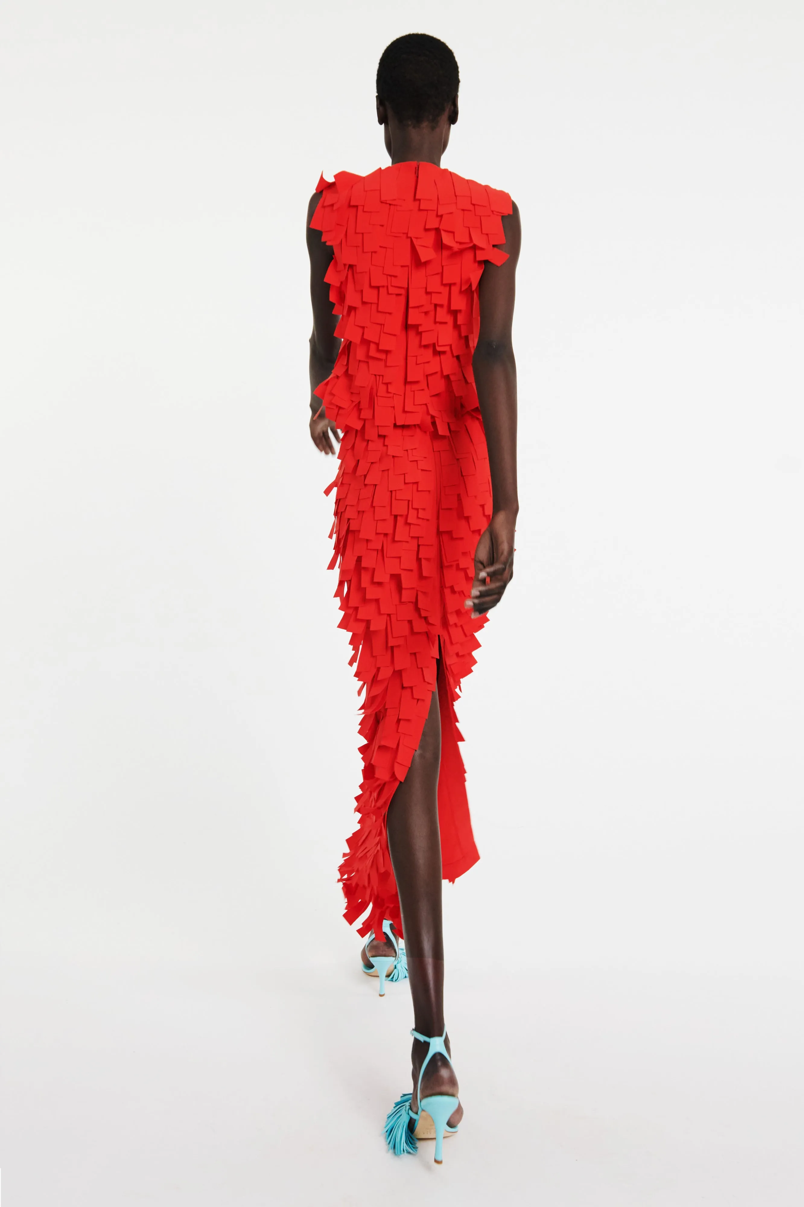 Multi Rectangle Skirt Red