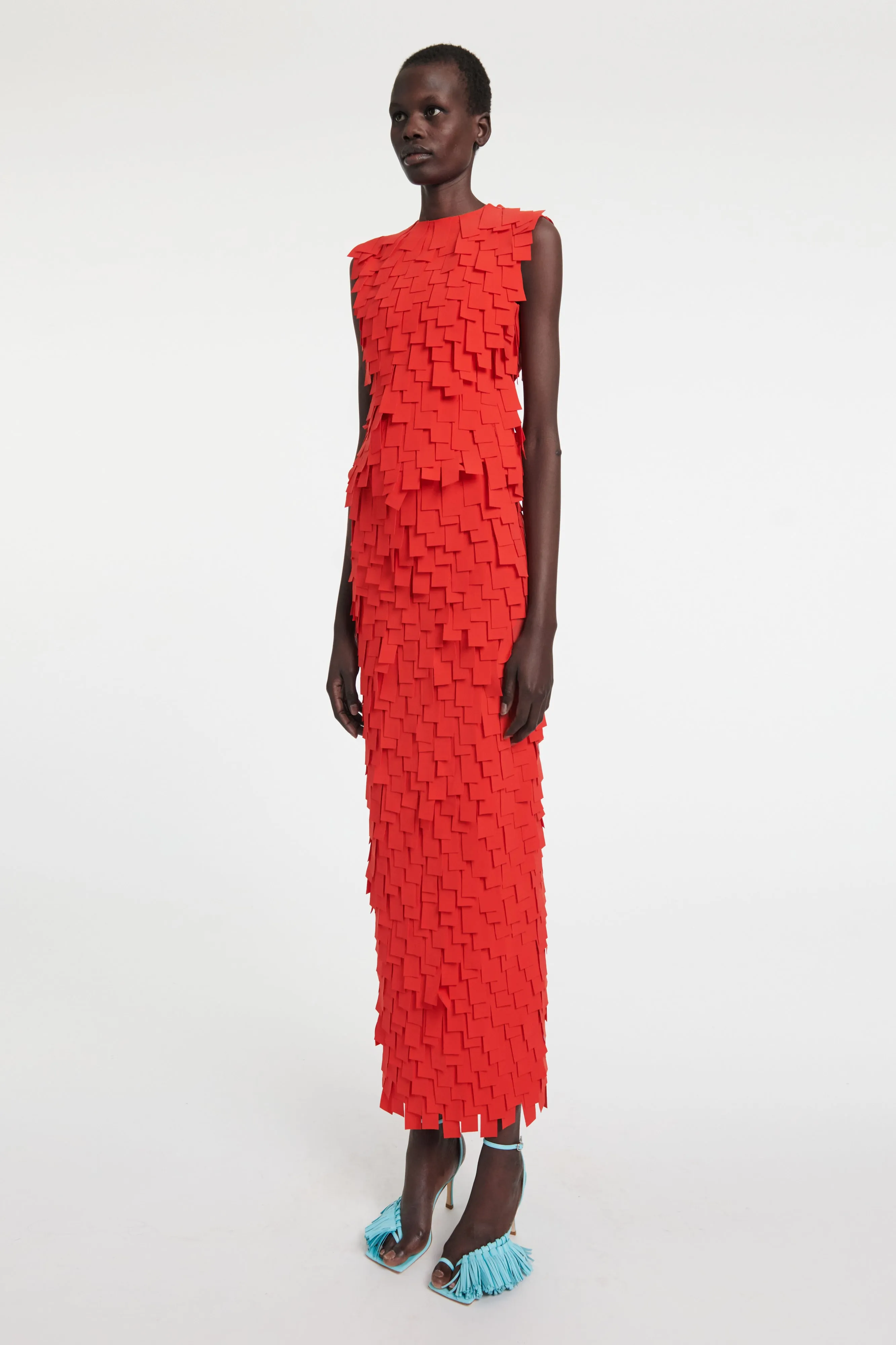 Multi Rectangle Skirt Red