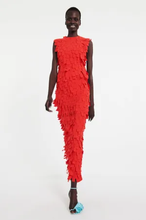 Multi Rectangle Skirt Red