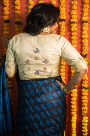 Natural Silk Hand Embroidered Blouse