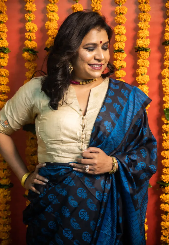 Natural Silk Hand Embroidered Blouse