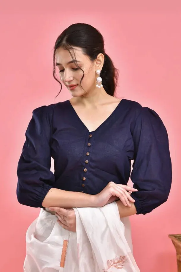 Navy BlueCrop Top Blouse