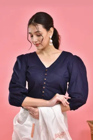 Navy BlueCrop Top Blouse