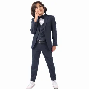 Navy Kids Suit - With Vest-Turkish Made