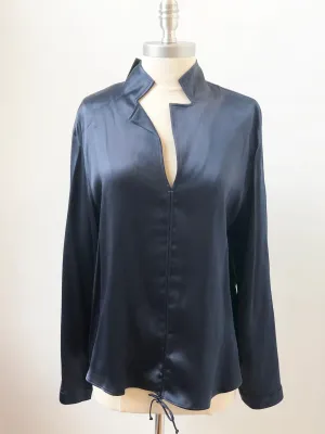 NEW Blue Silk Blouse Size 46 It (M / 10 Us) W/Tags