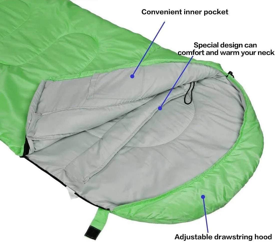 New SOULOUT Sleeping Bag - 4 Seasons Warm Cold Weather Lightweight, Portable, Waterproof Sleeping Bag with Compression Sack for Adults & Kids, Green!