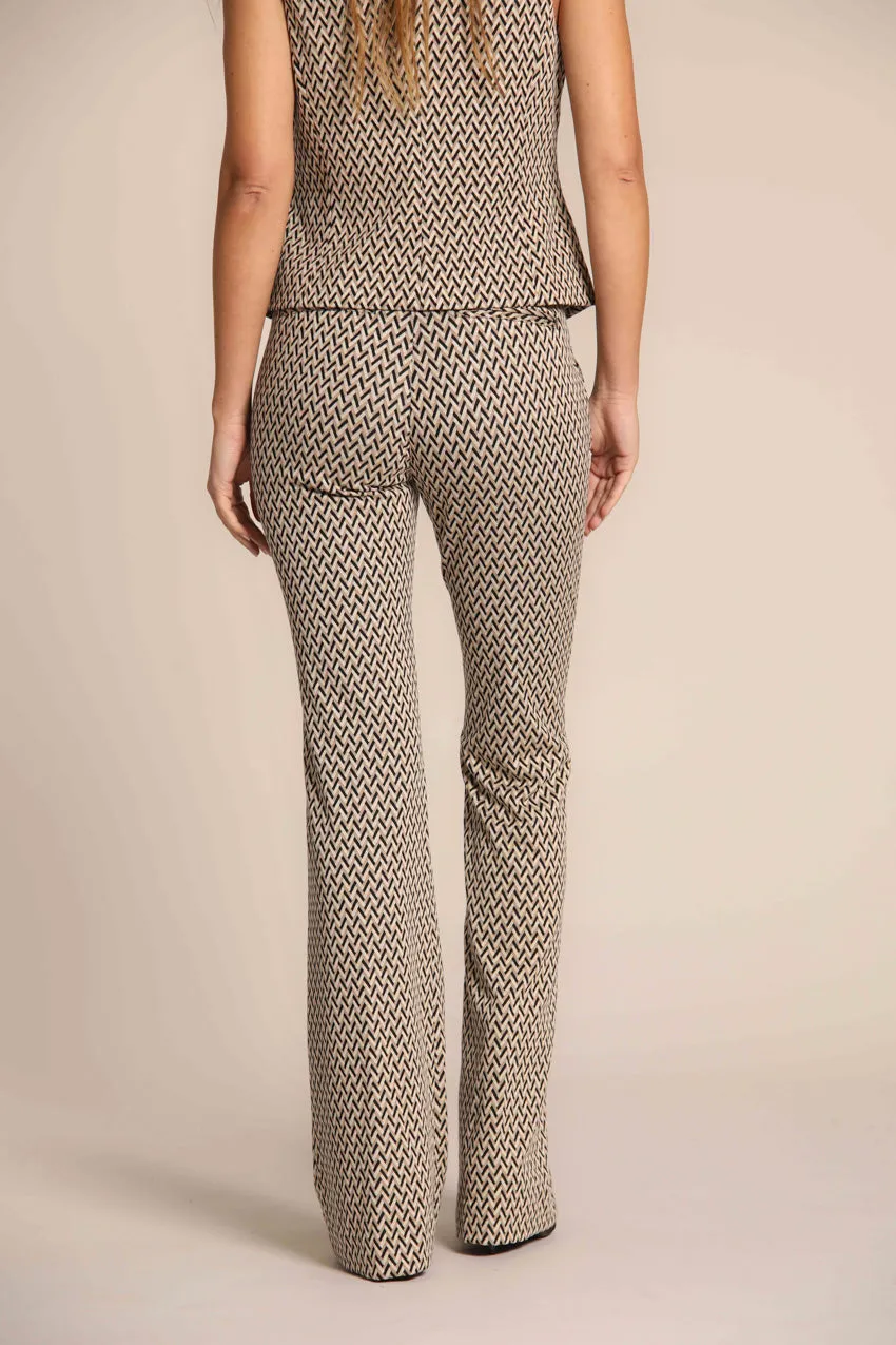 New York Flare women's chino pants in jersey with herringbone design slim fit