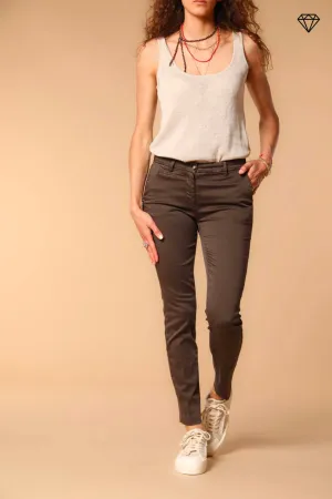 New York Slim women's chino trousers in stretch satin slim fit ①