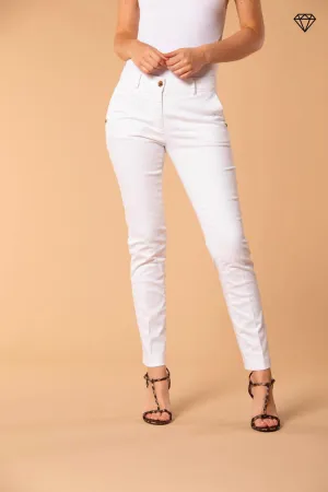 New York Slim women's chino trousers in stretch satin slim fit ①