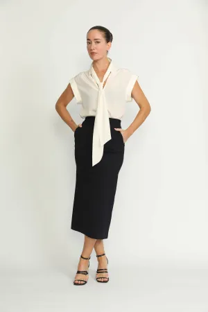 Nyon Skirt - Nyon Navy Jersey Midi Pencil Skirt
