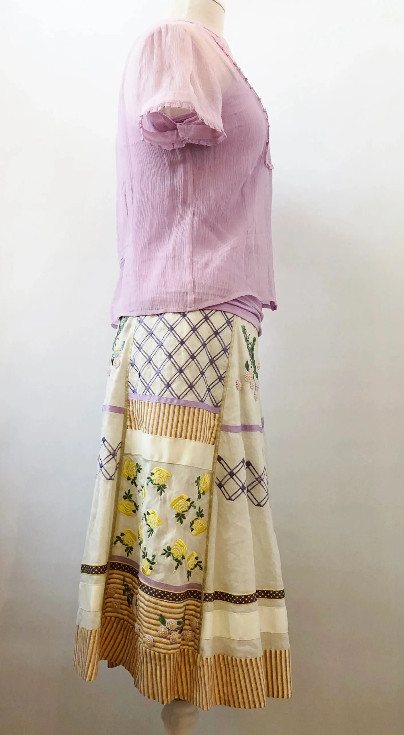Oilily Silk Ruffle Blouse W/Tank Size 38 (M Us)