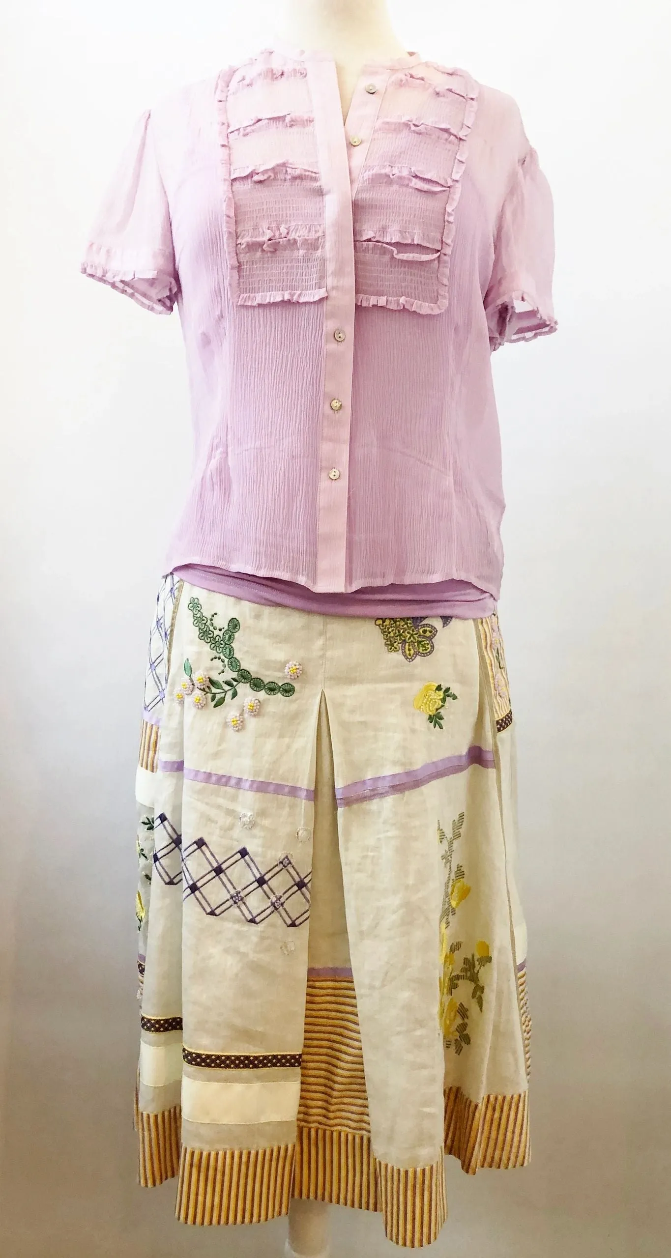 Oilily Silk Ruffle Blouse W/Tank Size 38 (M Us)