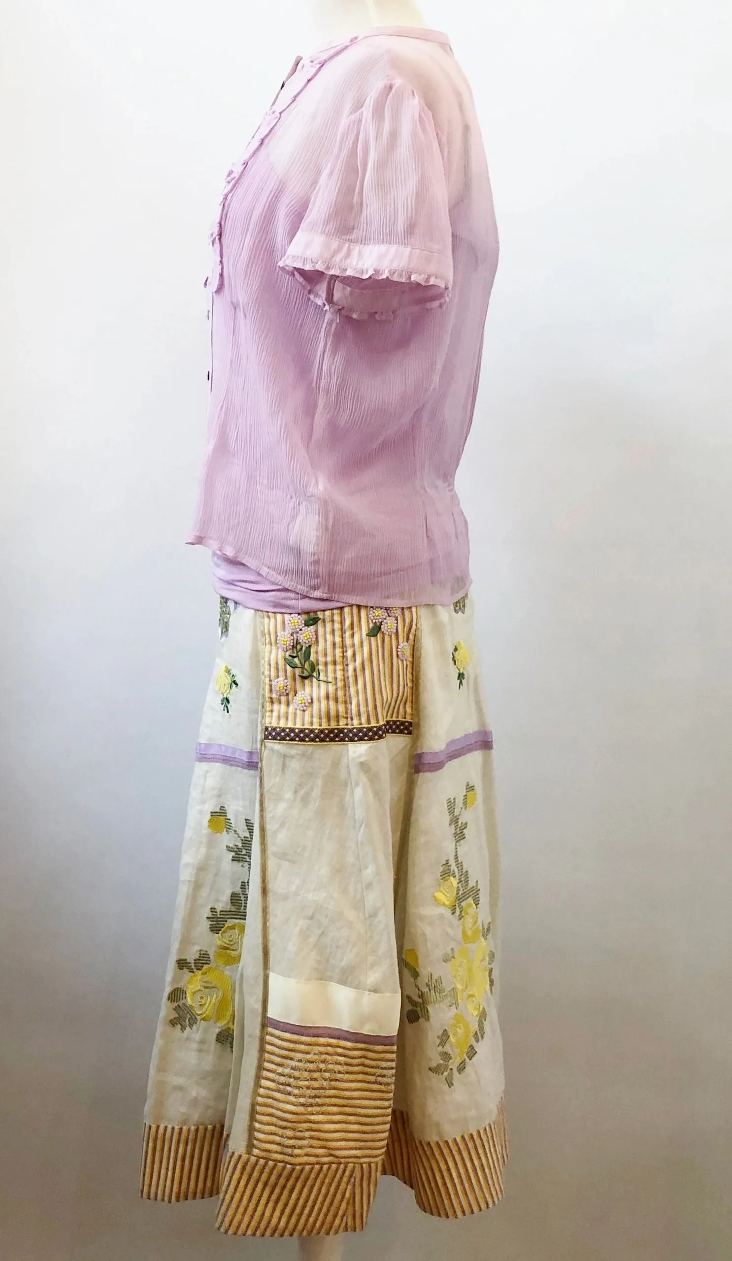 Oilily Silk Ruffle Blouse W/Tank Size 38 (M Us)