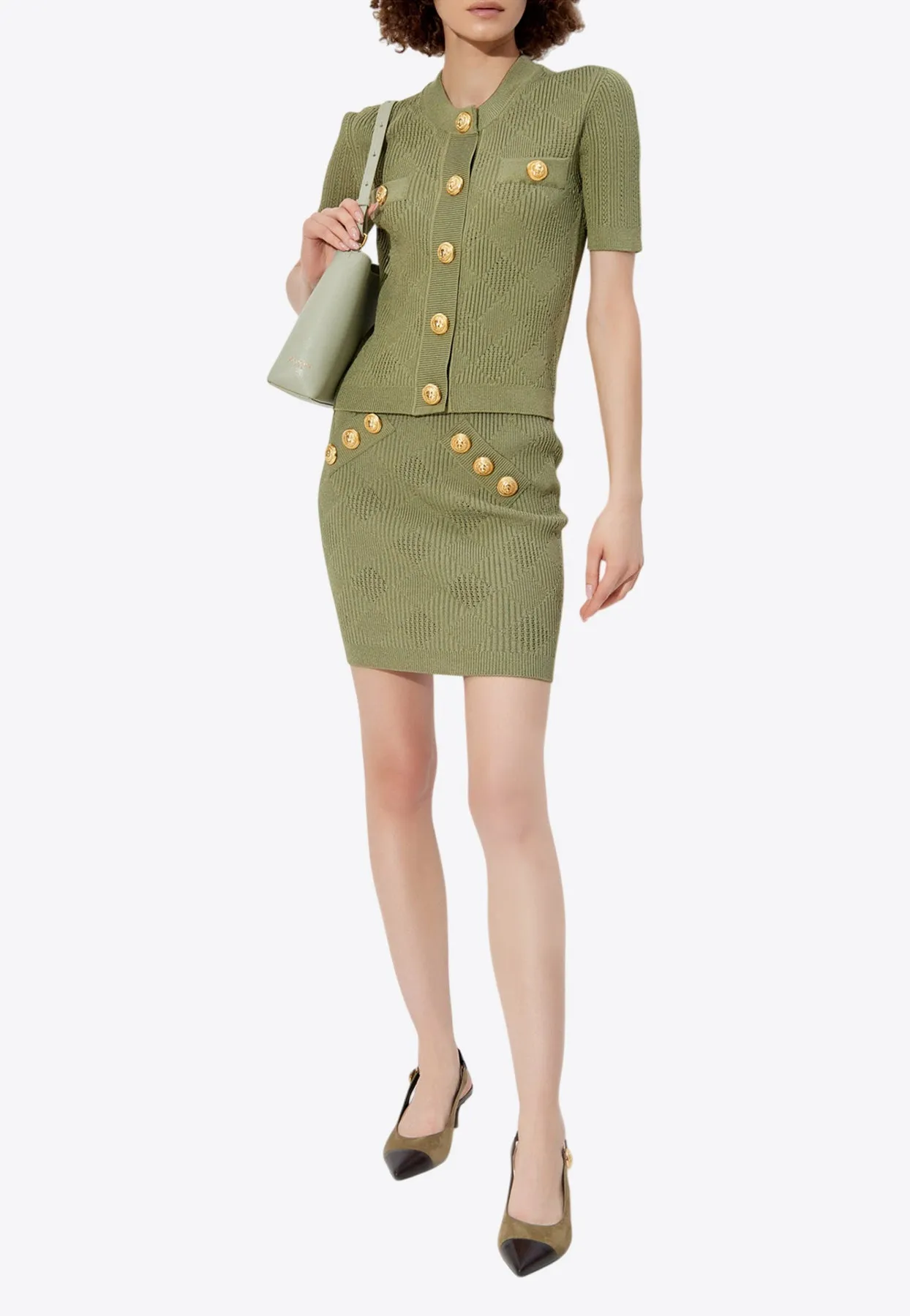 Openwork Knit Mini Skirt