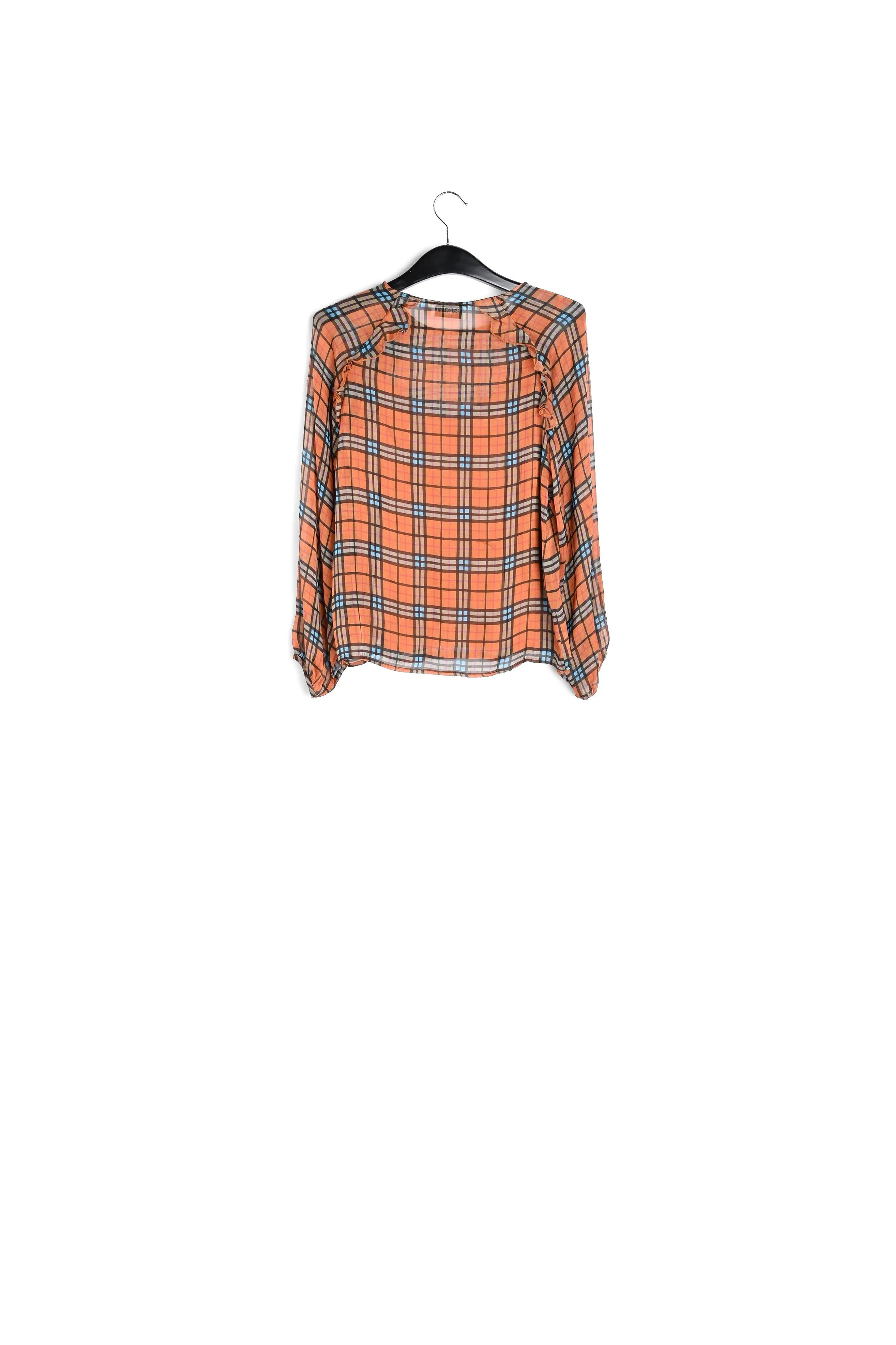 Orange check silk blouse